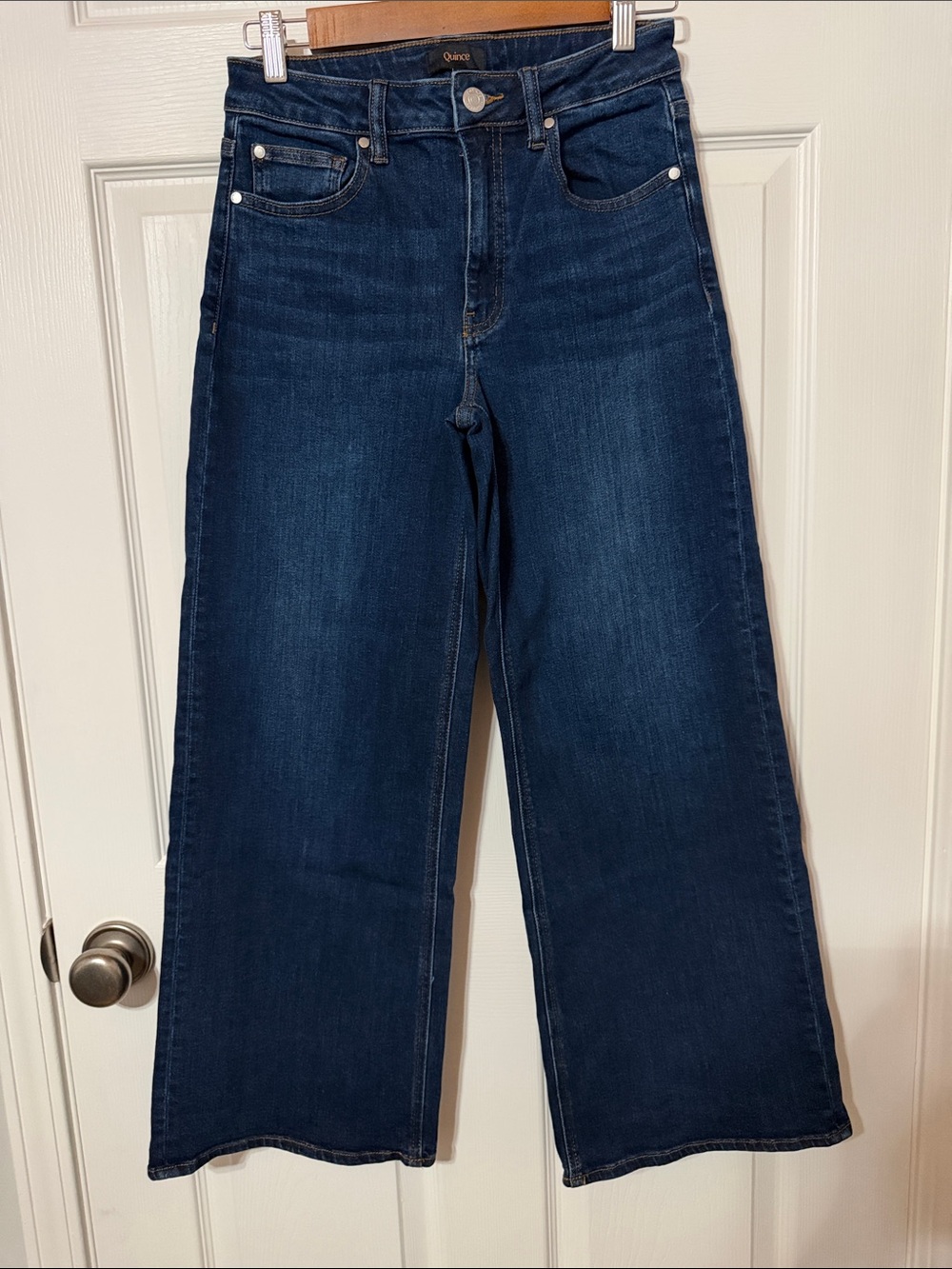 Quince Wide Leg High-Rise Jeans - Dark Blue Wash
